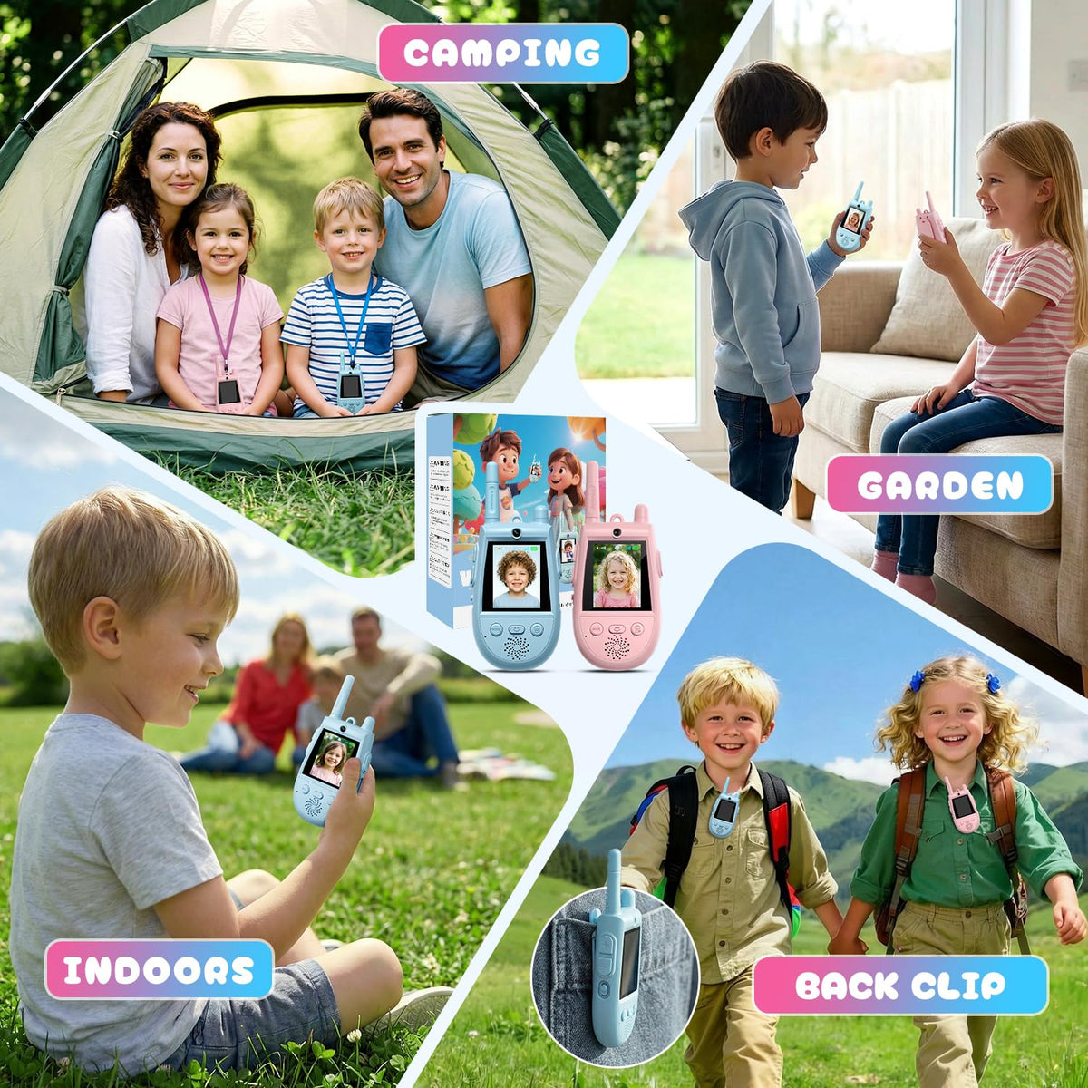 2 Pack Video Walkie Talkies for Kids, Kids Walkie Talkies with Screen Video