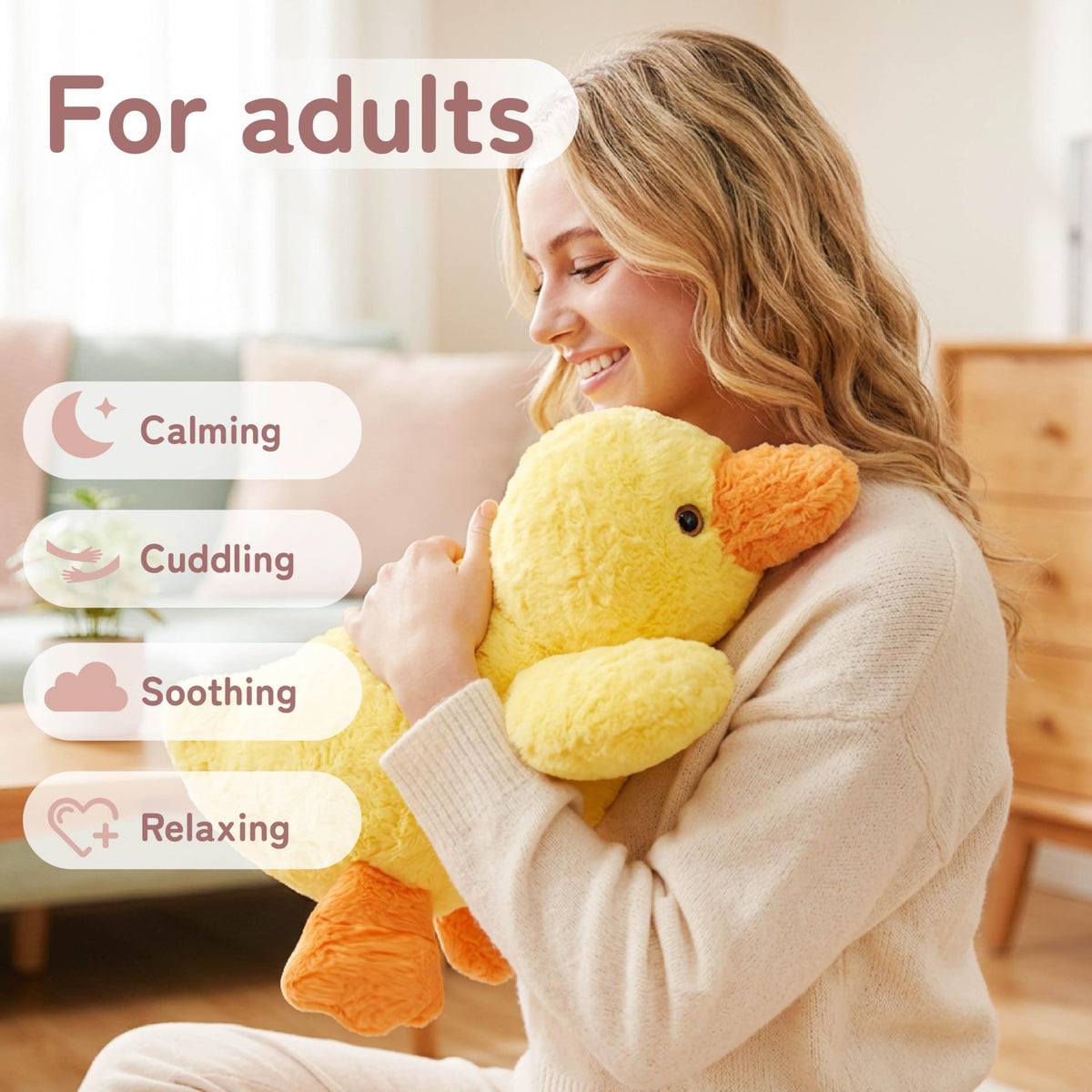 Niuniu Daddy Weighted Stuffed Animals, 20 in 3.3 lbs, Duck Plush Pillow