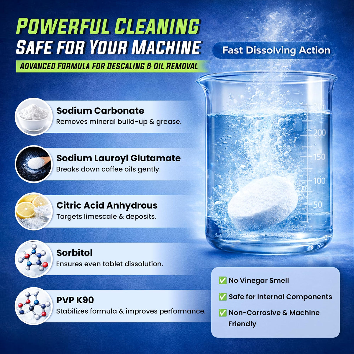 Coffee Maker Cleaner Tablets 25 Count, Coffee Machine Cleaner 1 Yr Supply
