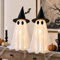 Halloween Decorations-Set of 2 Light-Up Ghosts with Witch Hats