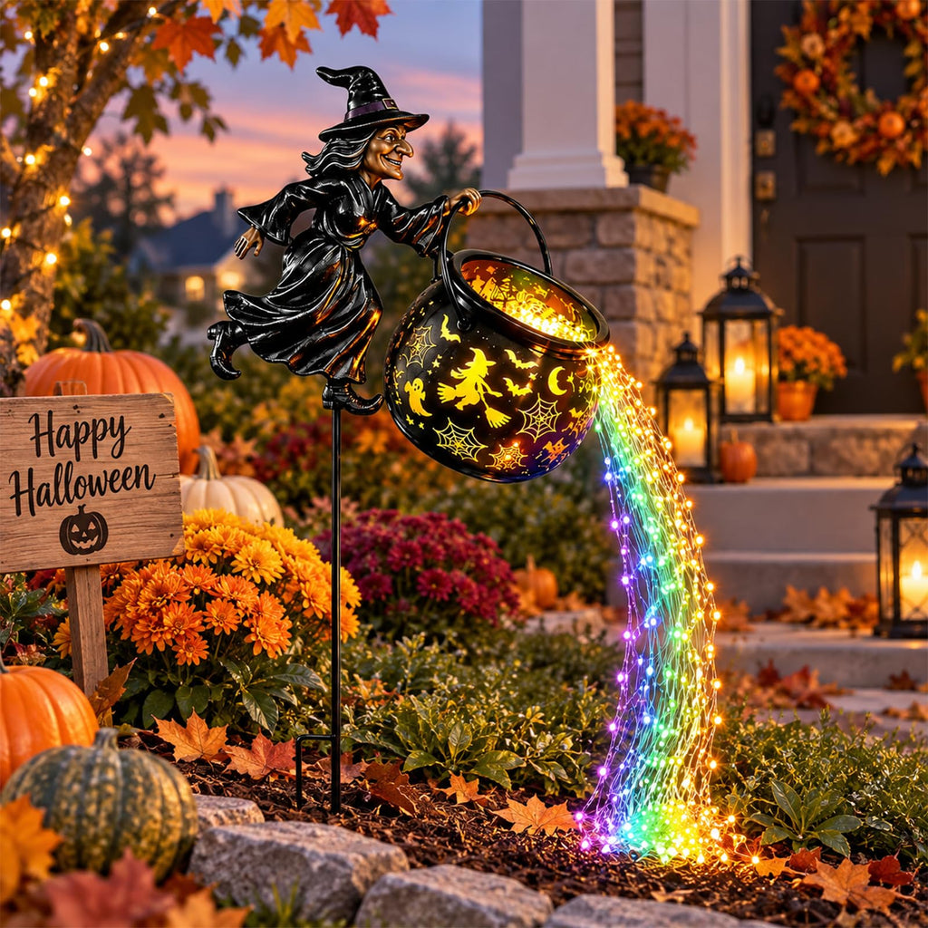 Halloween Witch Cauldron Garden Light, Halloween Decorations Outdoor