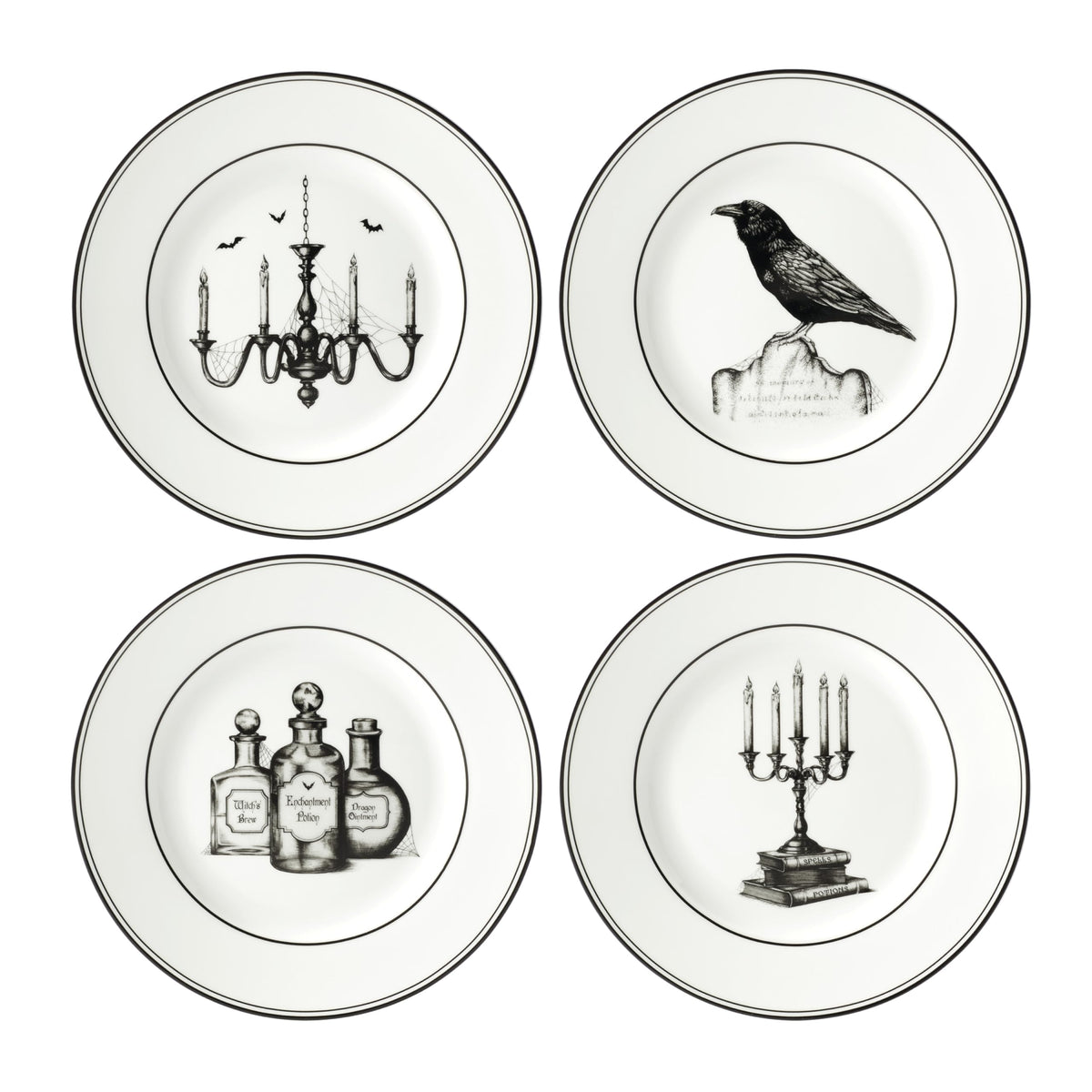 Lenox Vintage Halloween Porcelain Dessert Plates, Set of 4