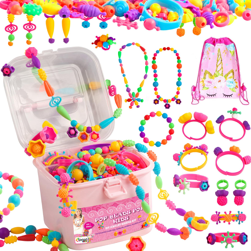 Orian Jewelry Making Kit for Girls, 550+ Pop Beads, Bracelet & Necklace