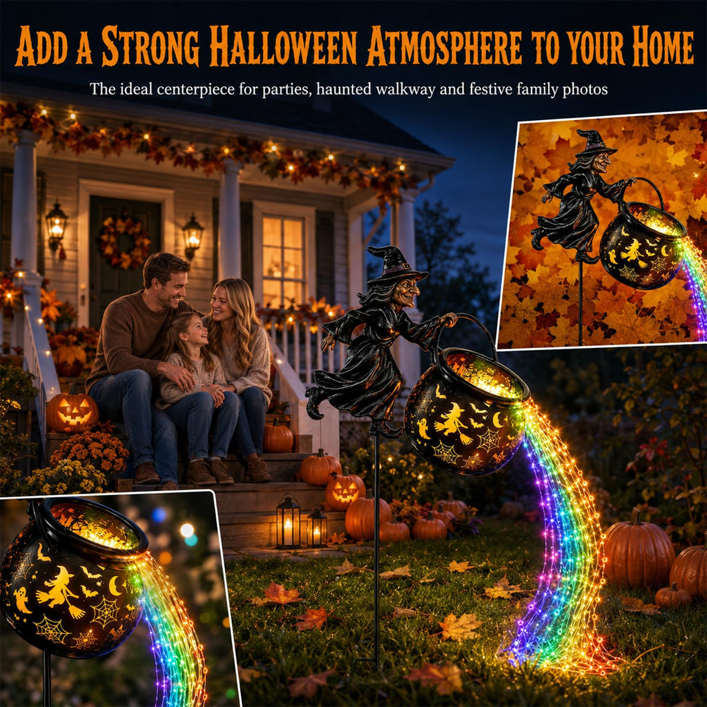 Halloween Witch Cauldron Garden Light, Halloween Decorations Outdoor