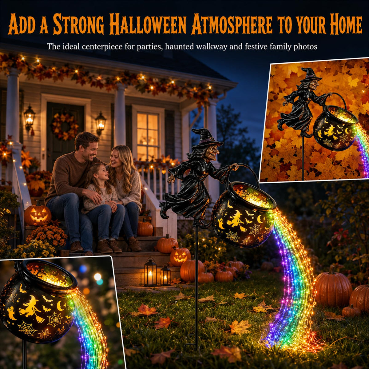 Halloween Witch Cauldron Garden Light, Halloween Decorations Outdoor