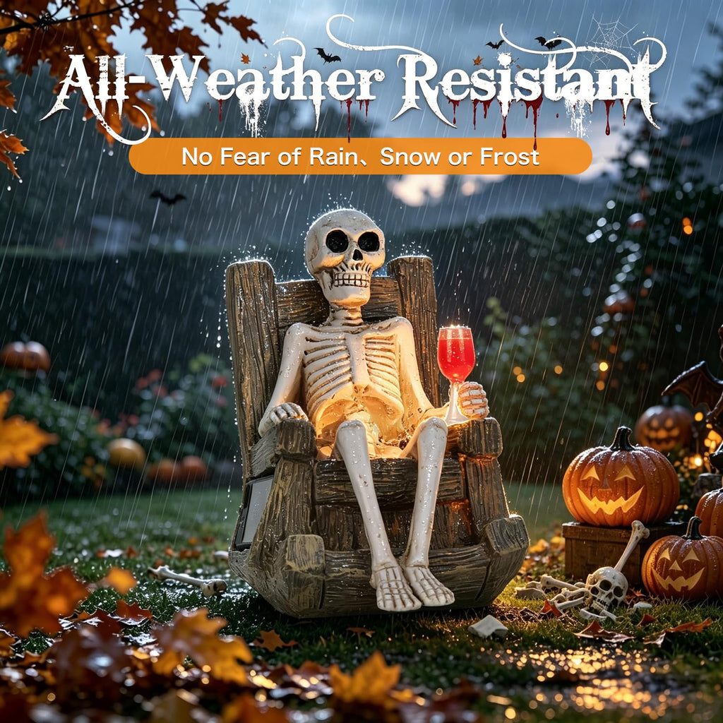 Solar Halloween Decorations Outdoor - 6.5” Resin Garden Statue Warm LED,