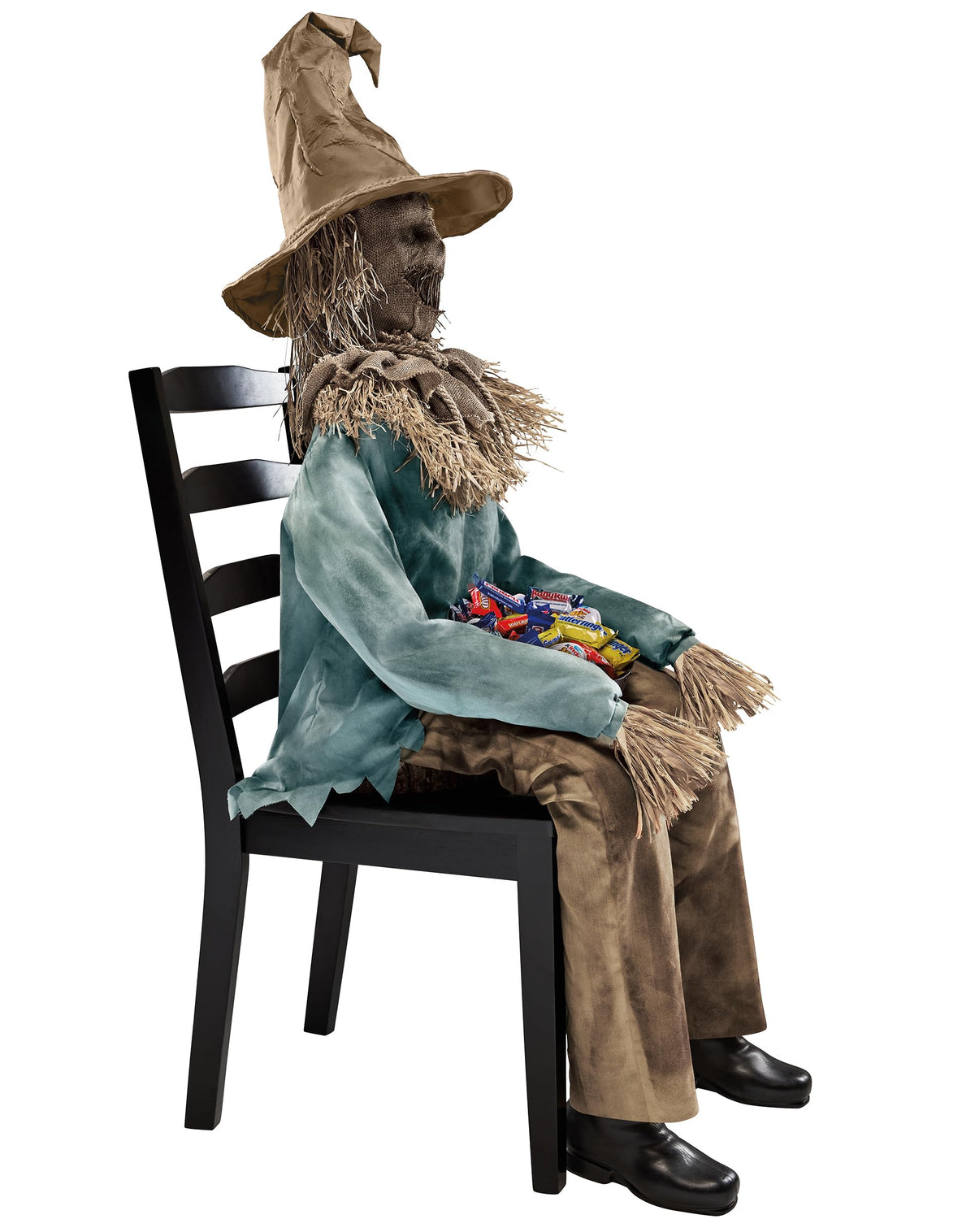 Spirit Halloween 4 Ft 6 In Scary Sitting Scarecrow Animatronic, Multicolor