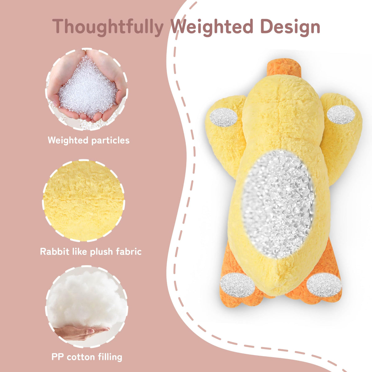 Niuniu Daddy Weighted Stuffed Animals, 20 in 3.3 lbs, Duck Plush Pillow