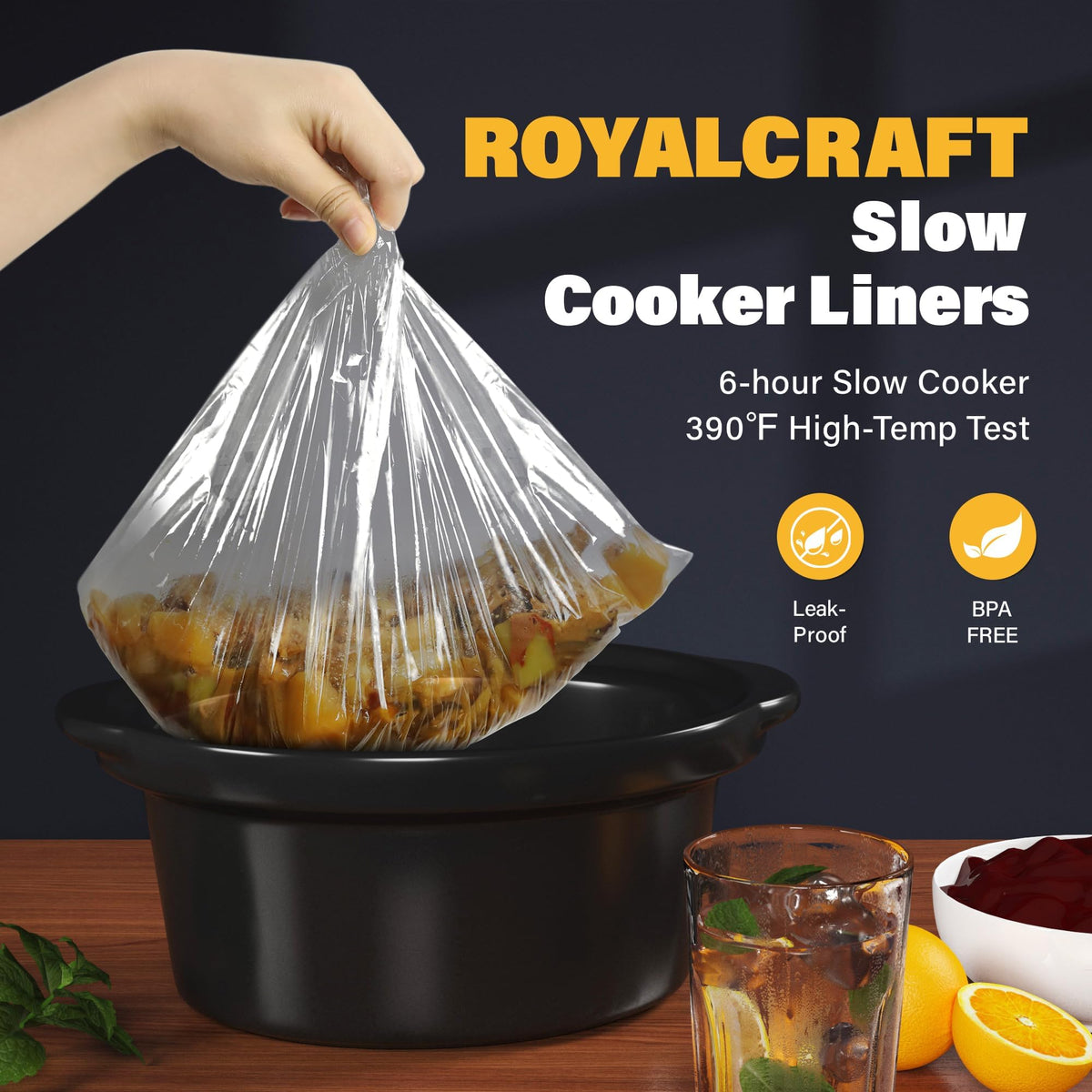 Royalcraft Slow Cooker with 10 Cooking Liners, 3 in 1 Buffet Servers Dips Pot, Food Warmers for Parties with 3 Spoons, Lid Rests, Removable Oval Ceramic Pots, Total 4.5QT Silver