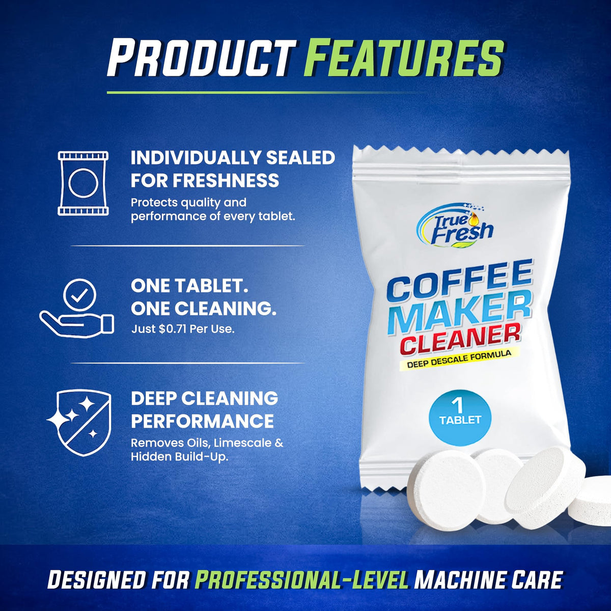 Coffee Maker Cleaner Tablets 25 Count, Coffee Machine Cleaner 1 Yr Supply