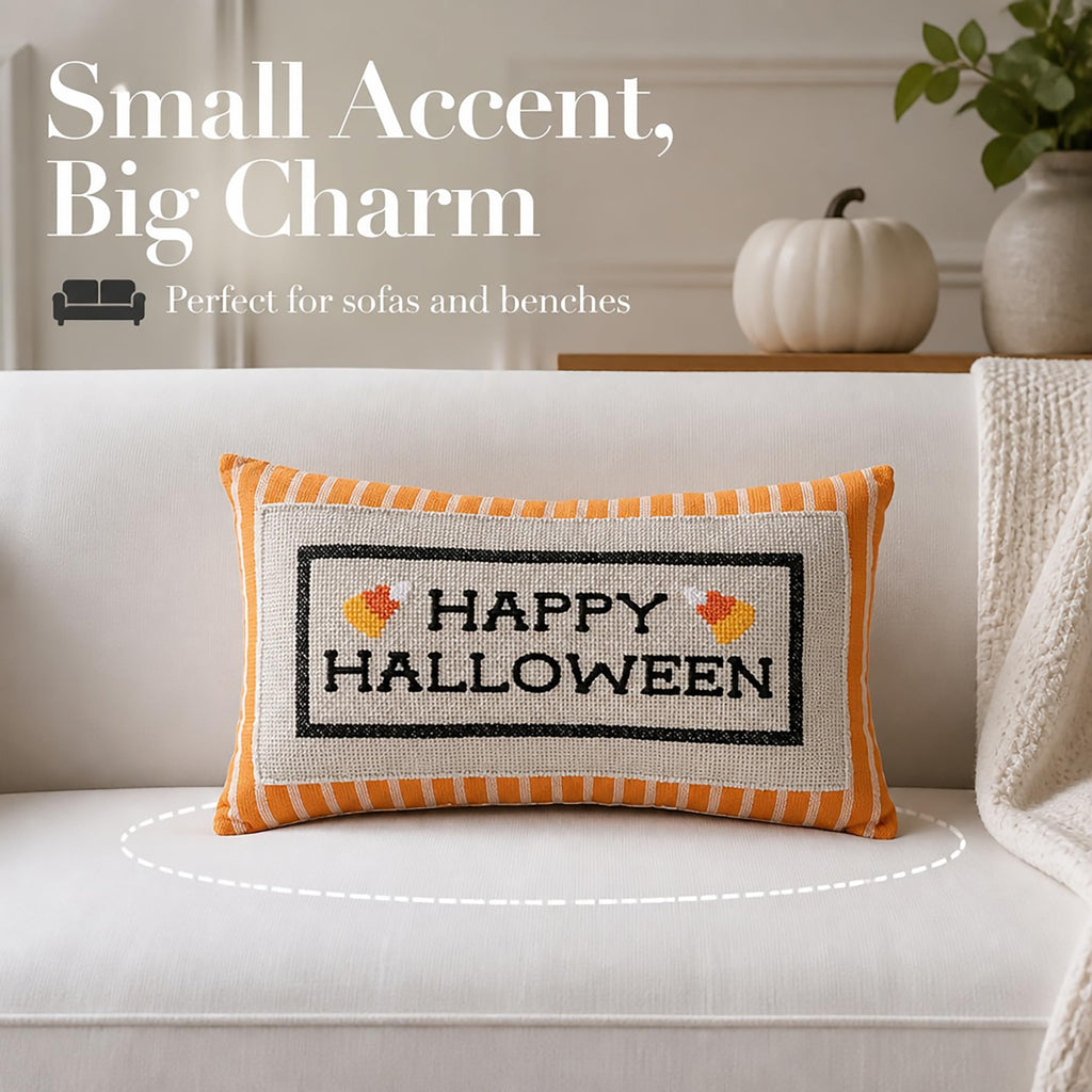 Mud Pie Halloween Pillow, Happy Halloween Embroidered Throw Pillow