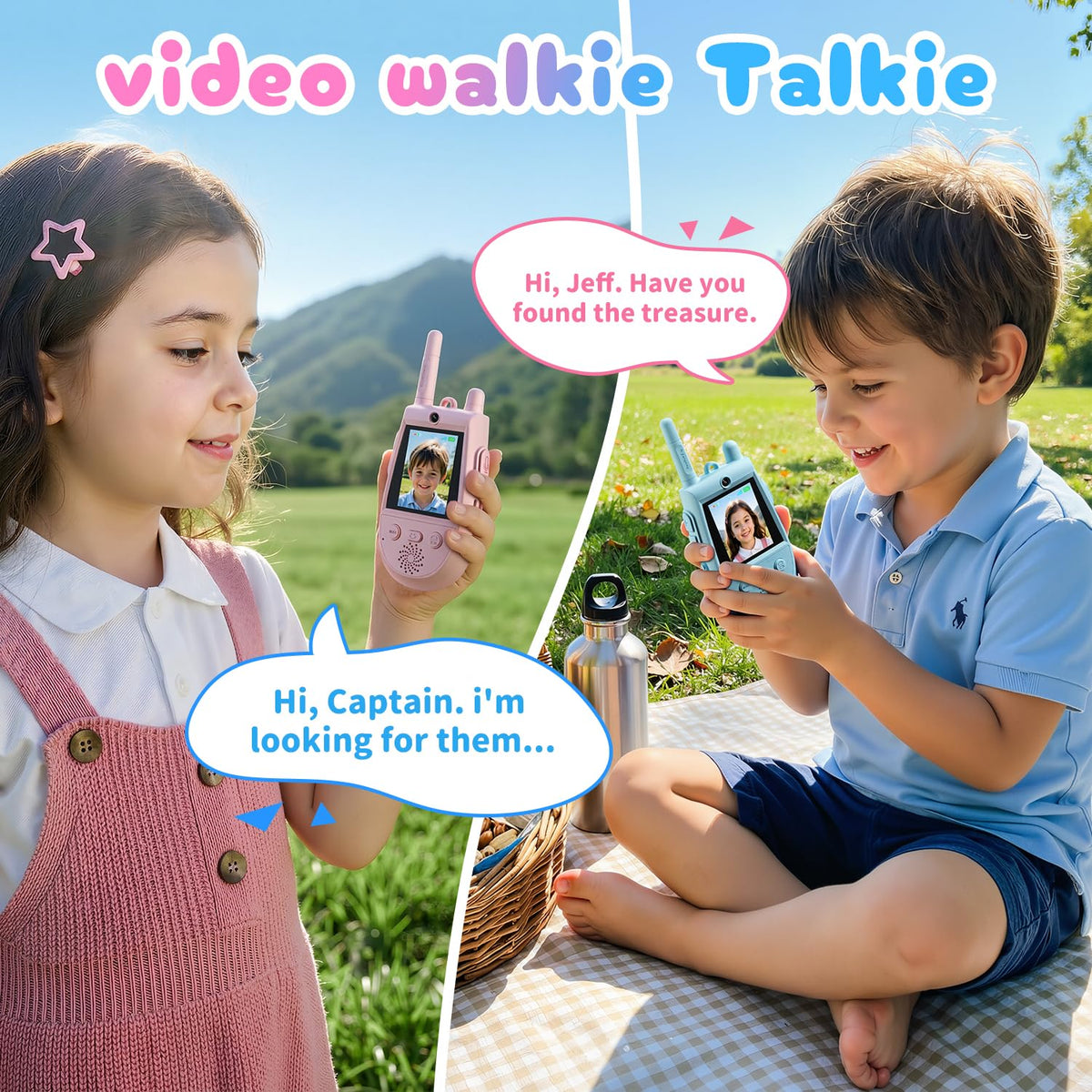 2 Pack Video Walkie Talkies for Kids, Kids Walkie Talkies with Screen Video