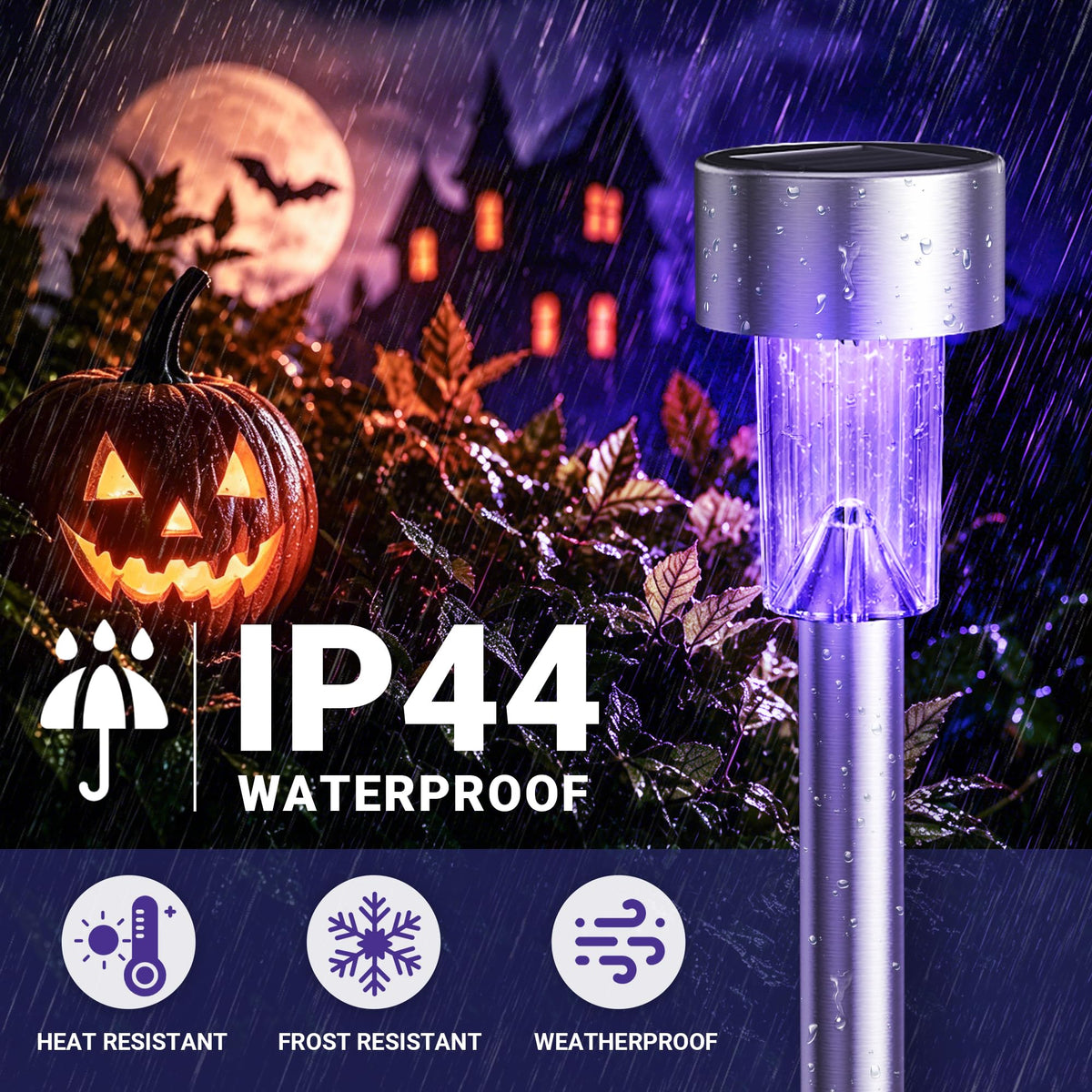 GIGALUMI Solar Halloween Lights Outdoor Waterproof 12-Pack Halloween Decor