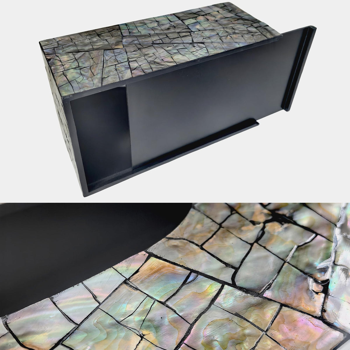 i-lan Rectangular Tissue Box Cover, 10 Inch Mother of Pearl Tissue Holder