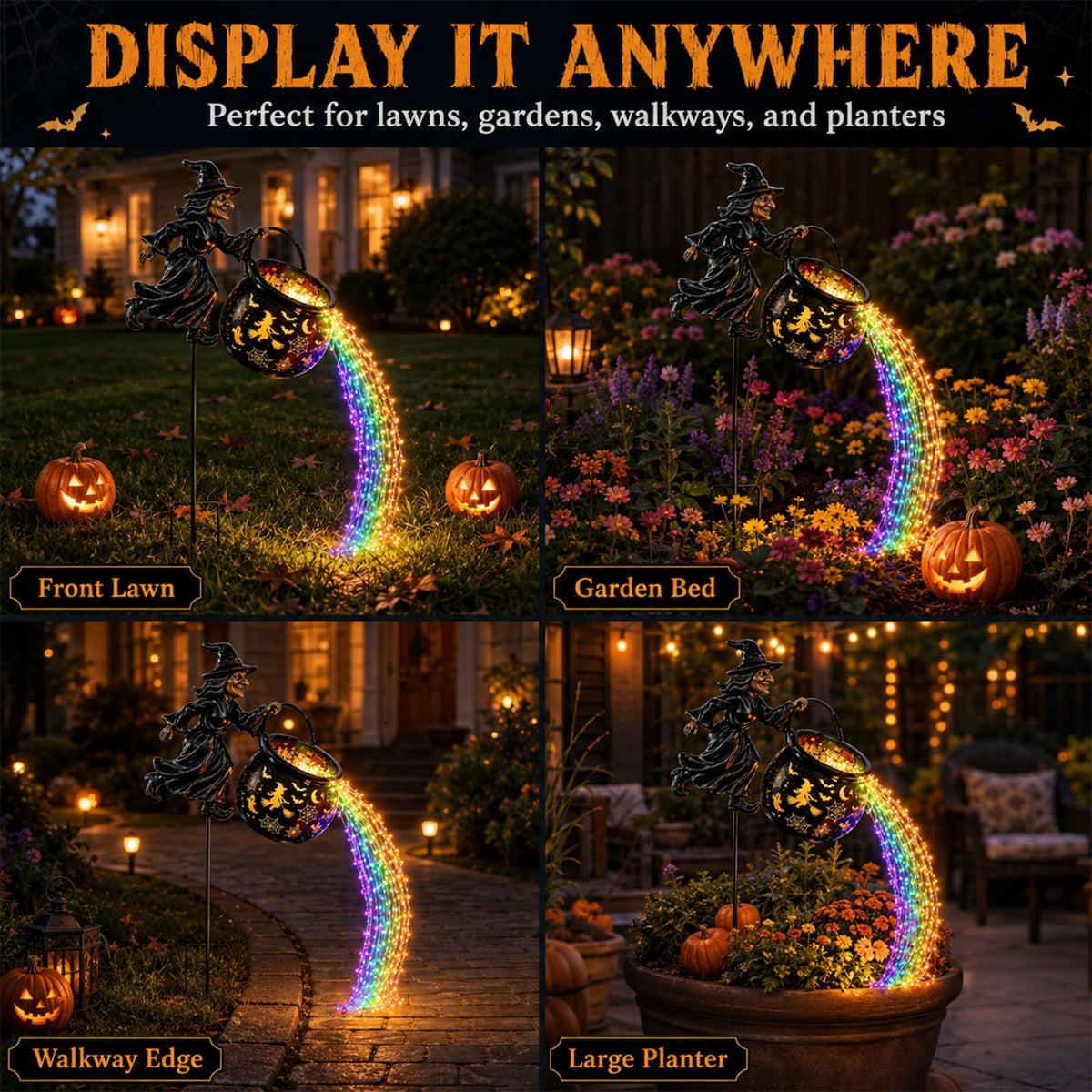 Halloween Witch Cauldron Garden Light, Halloween Decorations Outdoor