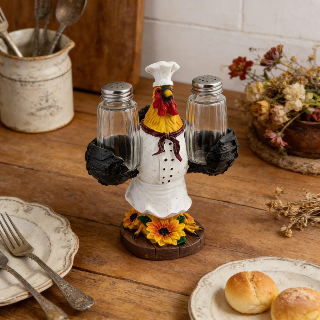 Rooster Salt and Pepper Shakers, Farmhouse Kitchen Decor with Glass Jars