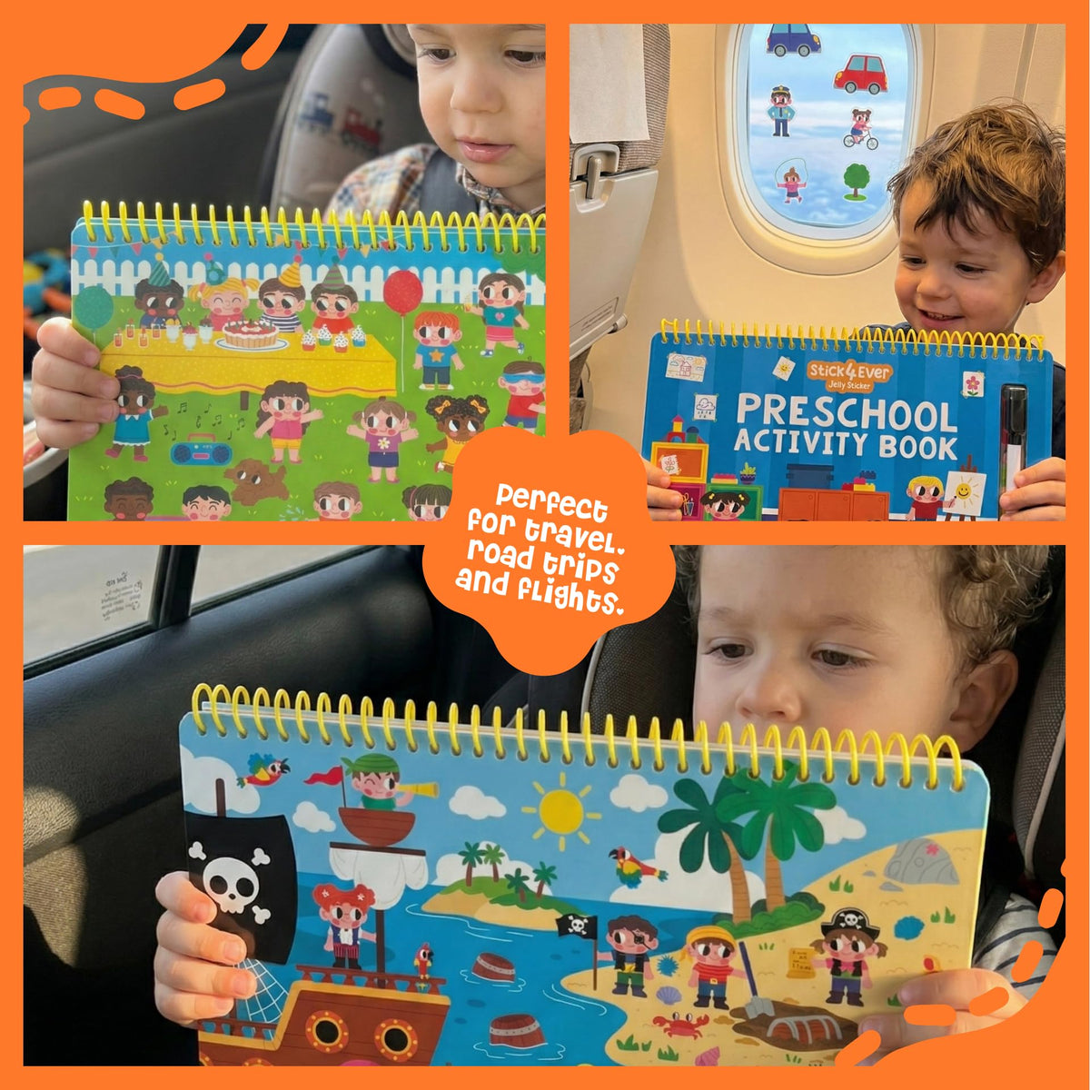 Stick4Ever Preschool Activity Book - Reusable Sticker Book for Toddlers 2-4 Years - Mess-Free Educational Travel Activity for Kids, Boys & Girls - No Mess Travel Toys & Road Trip Essentials