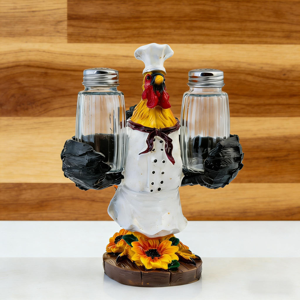 Rooster Salt and Pepper Shakers, Farmhouse Kitchen Decor with Glass Jars