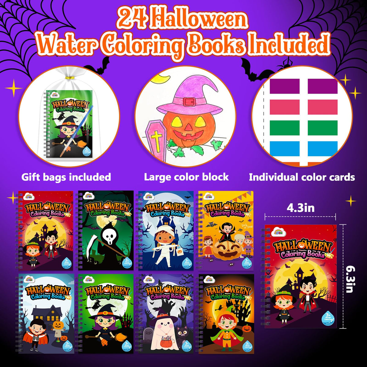 ZMLM 24 Pack Halloween Coloring Books - Halloween Party Favors for Kids 4-8