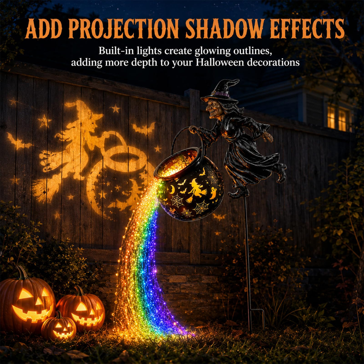Halloween Witch Cauldron Garden Light, Halloween Decorations Outdoor