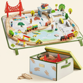 Tiny Land® 110-Piece Wooden Train Set with Folding Storage Box