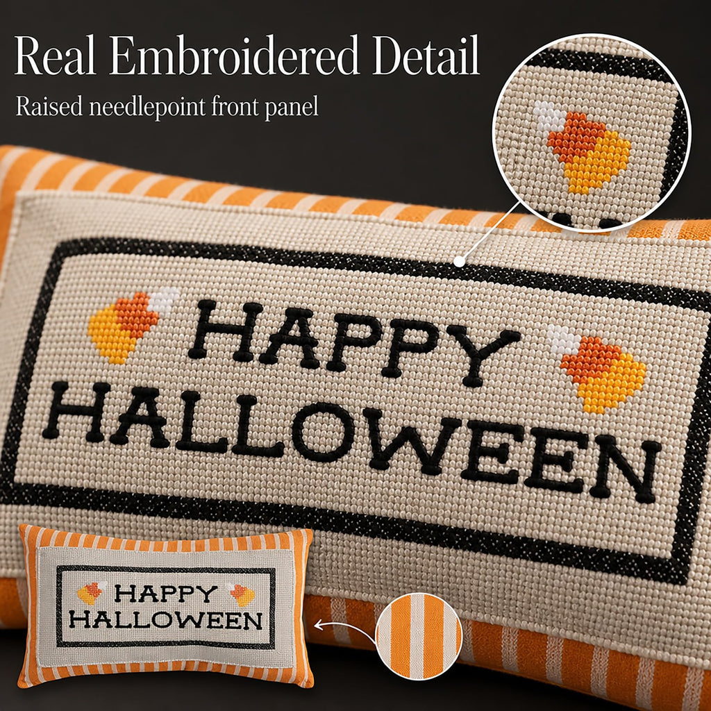 Mud Pie Halloween Pillow, Happy Halloween Embroidered Throw Pillow