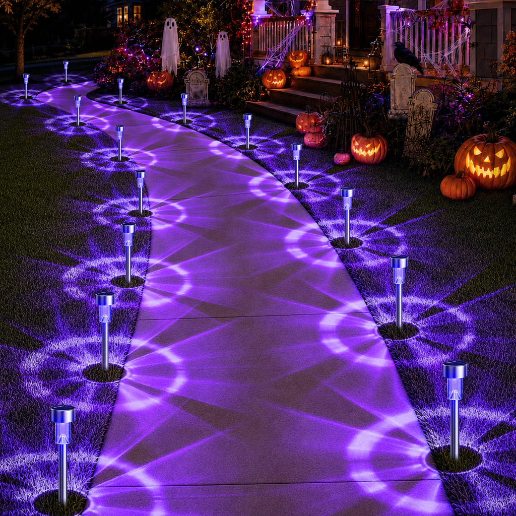 GIGALUMI Solar Halloween Lights Outdoor Waterproof 12-Pack Halloween Decor