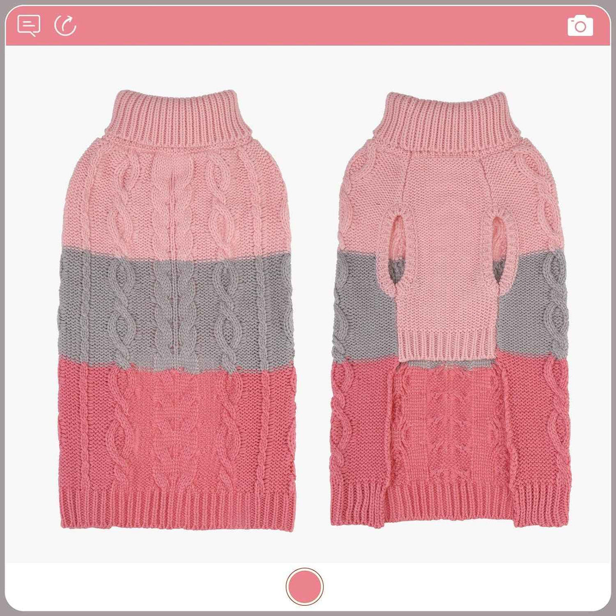 Color Block Cable Knit Dog Sweater – Turtleneck Pullover XS–XL