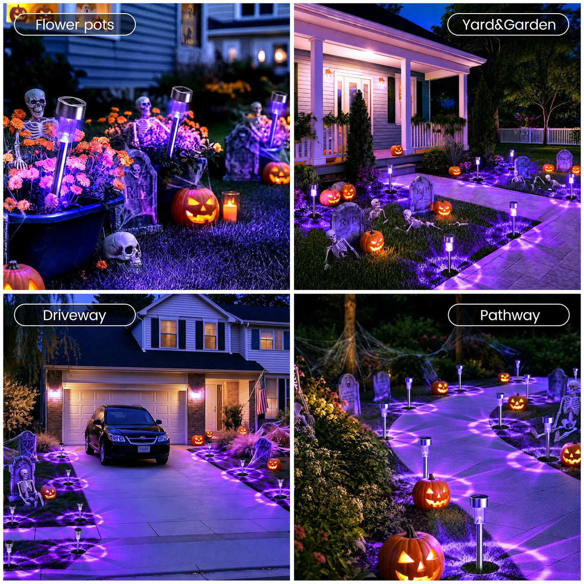 GIGALUMI Solar Halloween Lights Outdoor Waterproof 12-Pack Halloween Decor