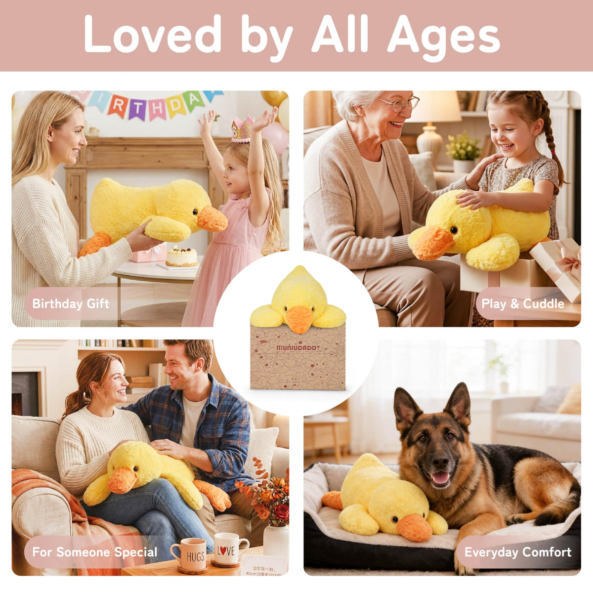 Niuniu Daddy Weighted Stuffed Animals, 20 in 3.3 lbs, Duck Plush Pillow