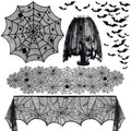5Pack Halloween Spiderweb Tablecloth Runner Fireplace Scarf Lampshade Bats