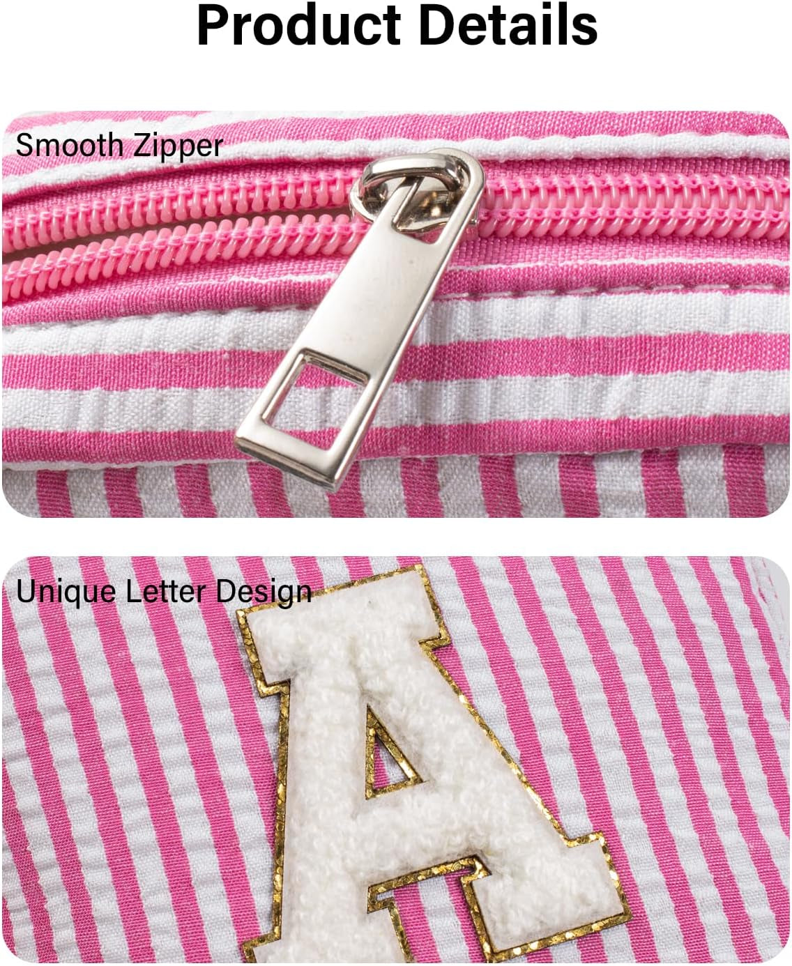 Easter Basket Gifts for Girls Teen Girl - Pink Preppy Makeup Bag Best Friend Birthday Gifts Teacher Gifts for Women Wedding Gifts Bridesmaid Gifts Daughter Teacher Wife Gifts Teen Girl Gifts