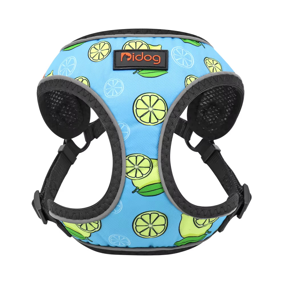 Nylon Reflective Dog Cat Harness Vest Printed French Bulldog Harness Puppy Small Medium Dogs Cats Harness for Chihuahua Walking