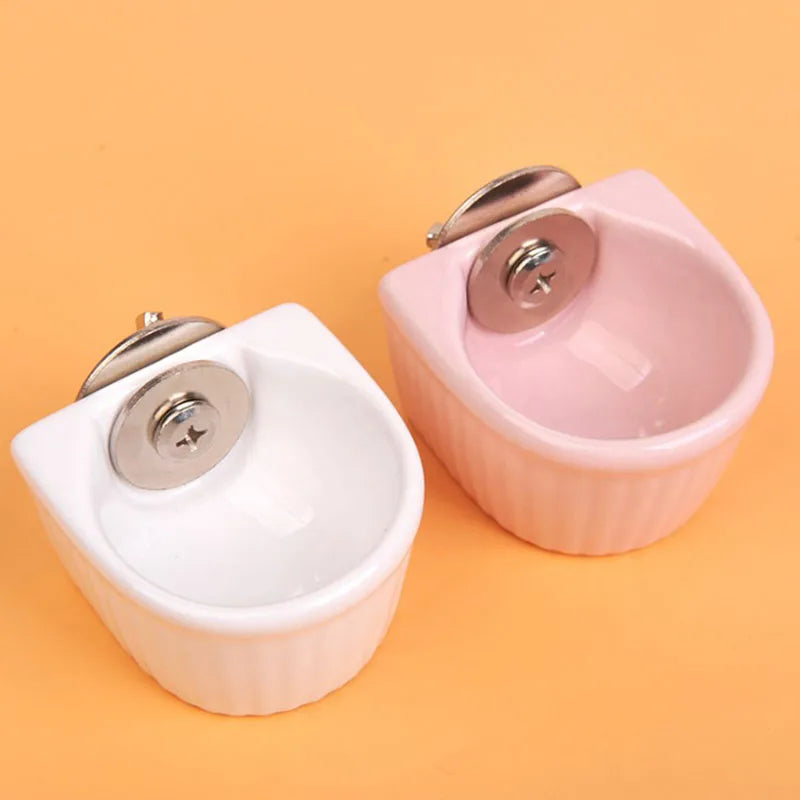 Hangable Ceramic Hamster Squirrel Food Feeder Small Pets Water Drinking Bowl Food Bowl Pets Hamster Cage Product Accessories