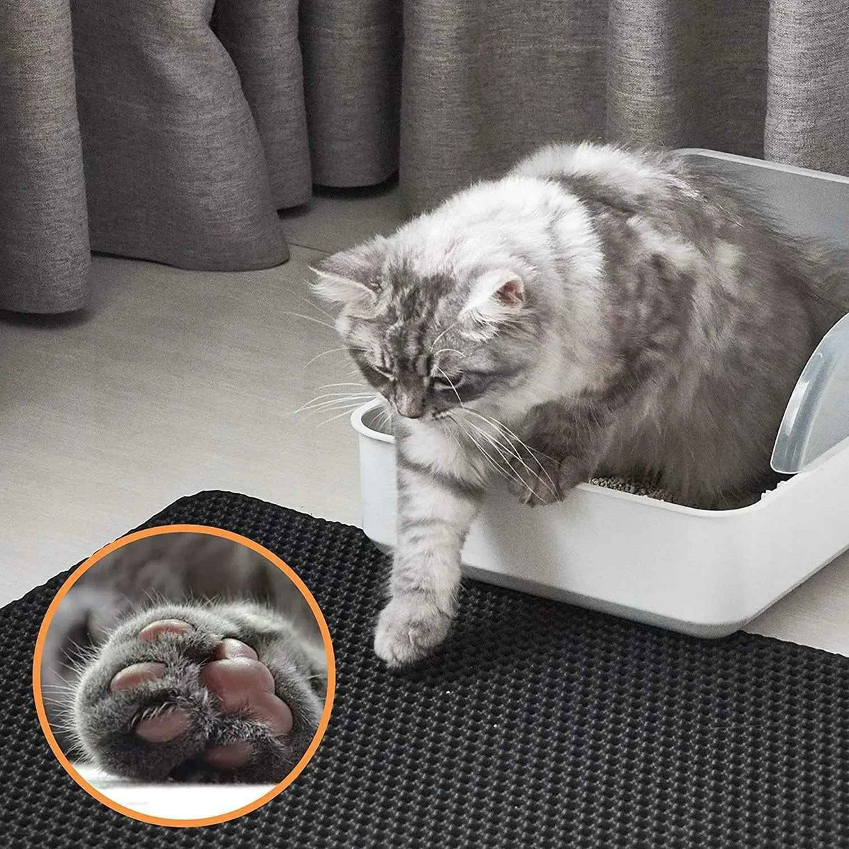 Cat Litter Mat –Waterproof & Urine Proof, Scatter Control, Easy Clean, Washable, BPA-Free