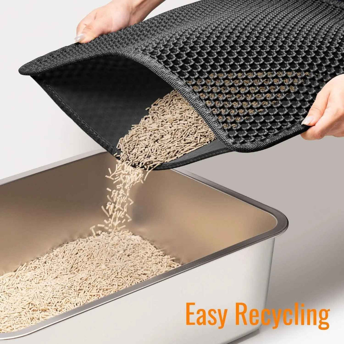 Cat Litter Mat –Waterproof & Urine Proof, Scatter Control, Easy Clean, Washable, BPA-Free