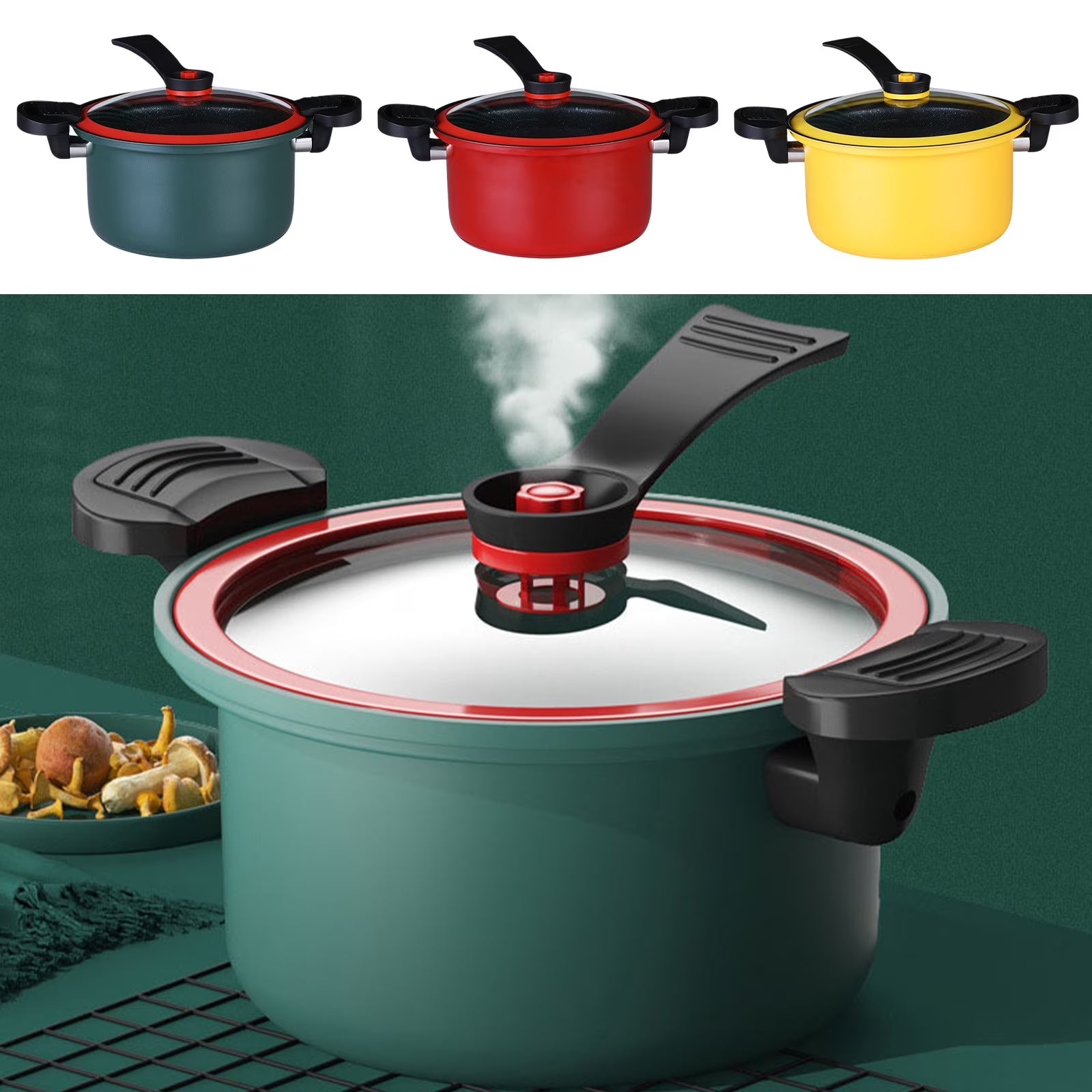 Pressure Cooker, Non Stick Aluminum Pressure Cooker, 26Cm Large Capacity Micro Pressure Smothering Pot, Kitchen Cookware for Soup Stew Rice, Household Cooking Pots
