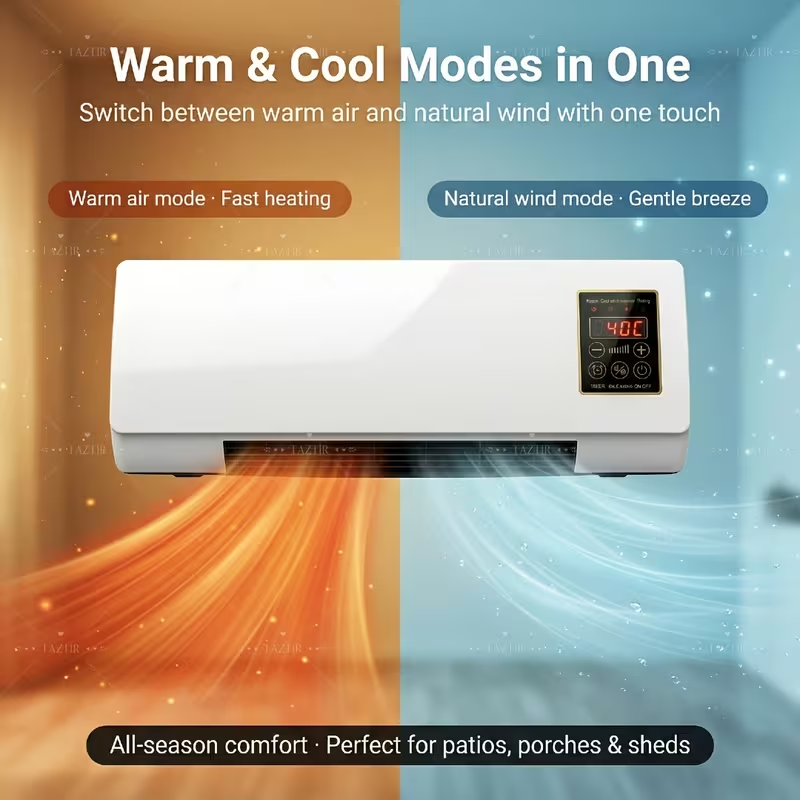 1200W Wall-Mounted Heater and Fan Combo with Remote