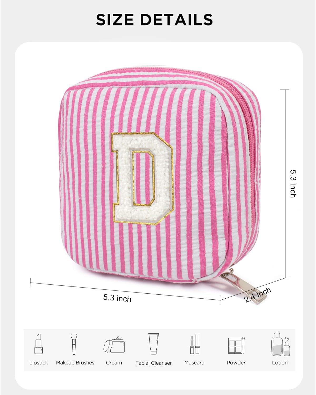 Easter Basket Gifts for Girls Teen Girl - Pink Preppy Makeup Bag Best Friend Birthday Gifts Teacher Gifts for Women Wedding Gifts Bridesmaid Gifts Daughter Teacher Wife Gifts Teen Girl Gifts