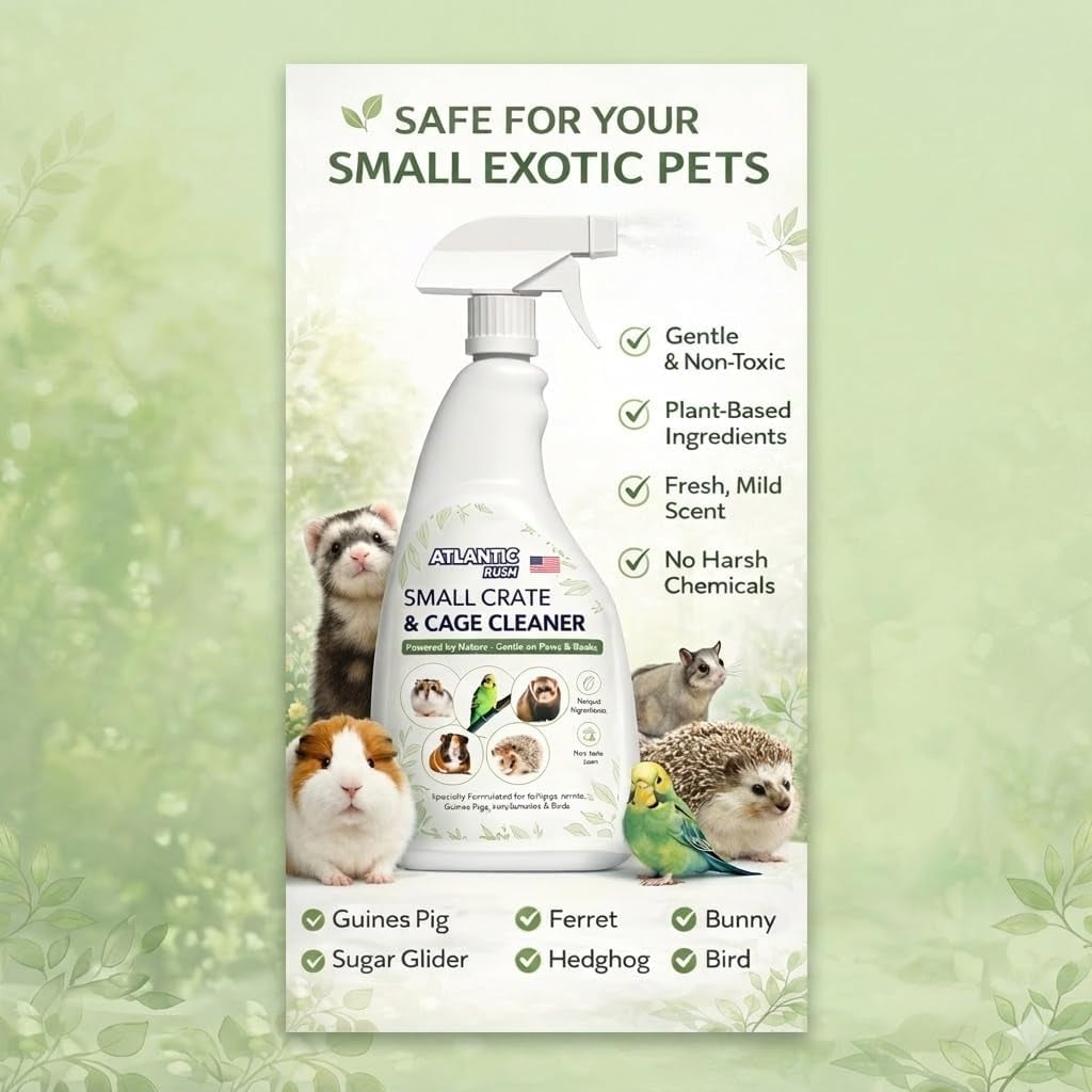 Atlantic Rush Small Animal & Bird Cage Cleaner Spray – 24 oz