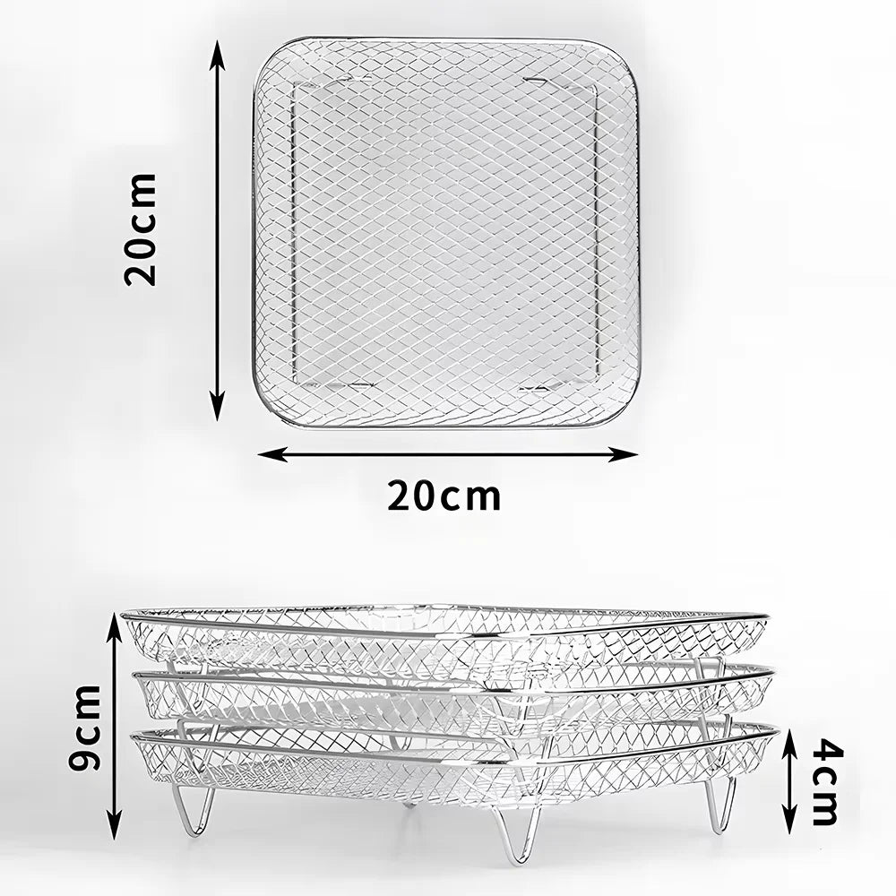 Square Air Grill Rack Basket for Cosori 5.5L 6.4L/ Proscenic 5.5L/Tefal 6.5L/Tristar 6L Phi/ Ninja Foodi Grill