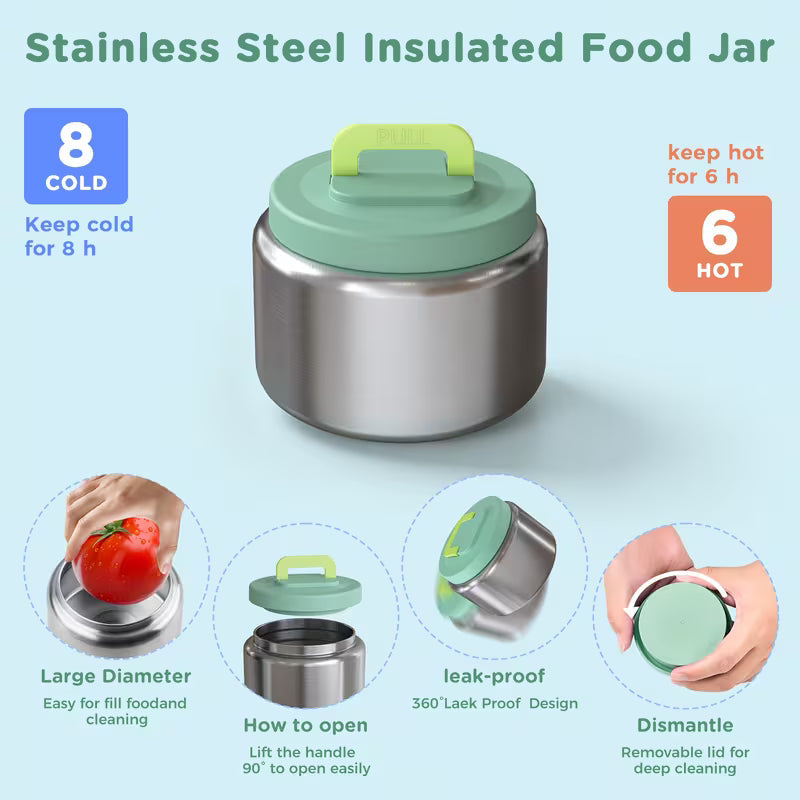 Stainless Steel Lunch Box with 8 oz Soup Cup