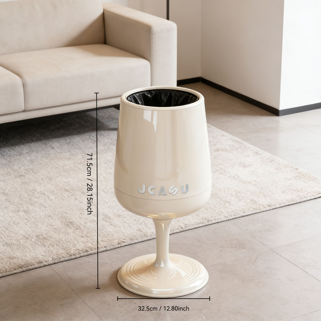 5.3-Gallon Wine Glass Shaped Kitchen Trash Can with Dual Bins