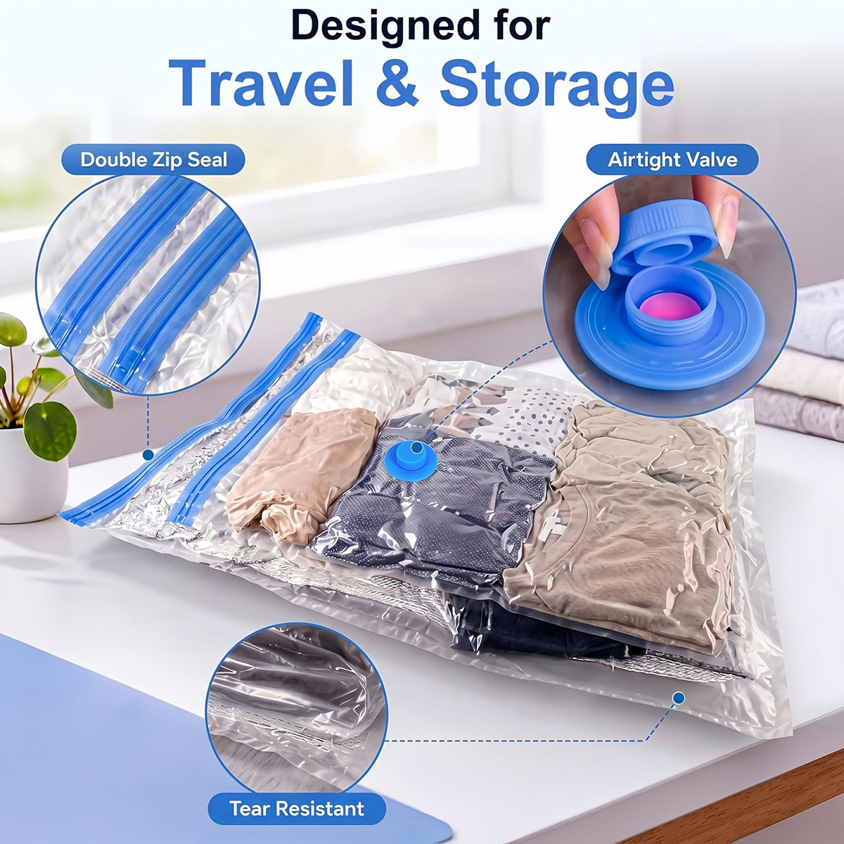 5-Piece Vacuum Storage Bag Set with Electric Air Pump