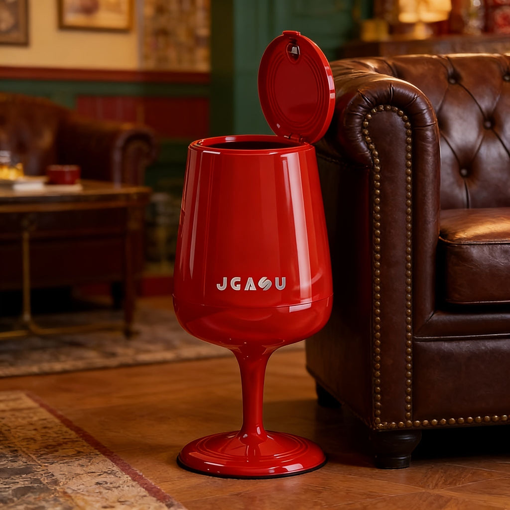 5.3-Gallon Wine Glass Shaped Kitchen Trash Can with Dual Bins
