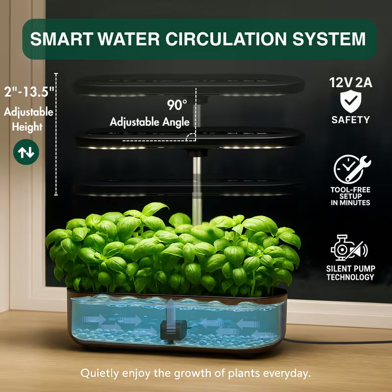 1.32 Gal 14-Plant Indoor Hydroponic Growing Kit with LED Grow Light