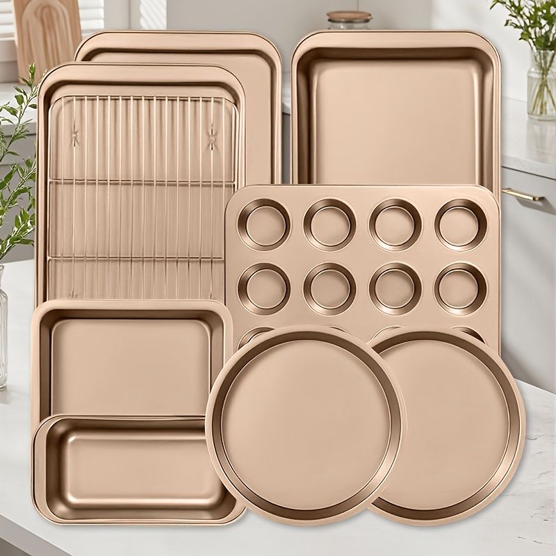 Nonstick Aluminized Steel Bakeware Set with Sheet Loaf and Muffin Pans 9-Piece