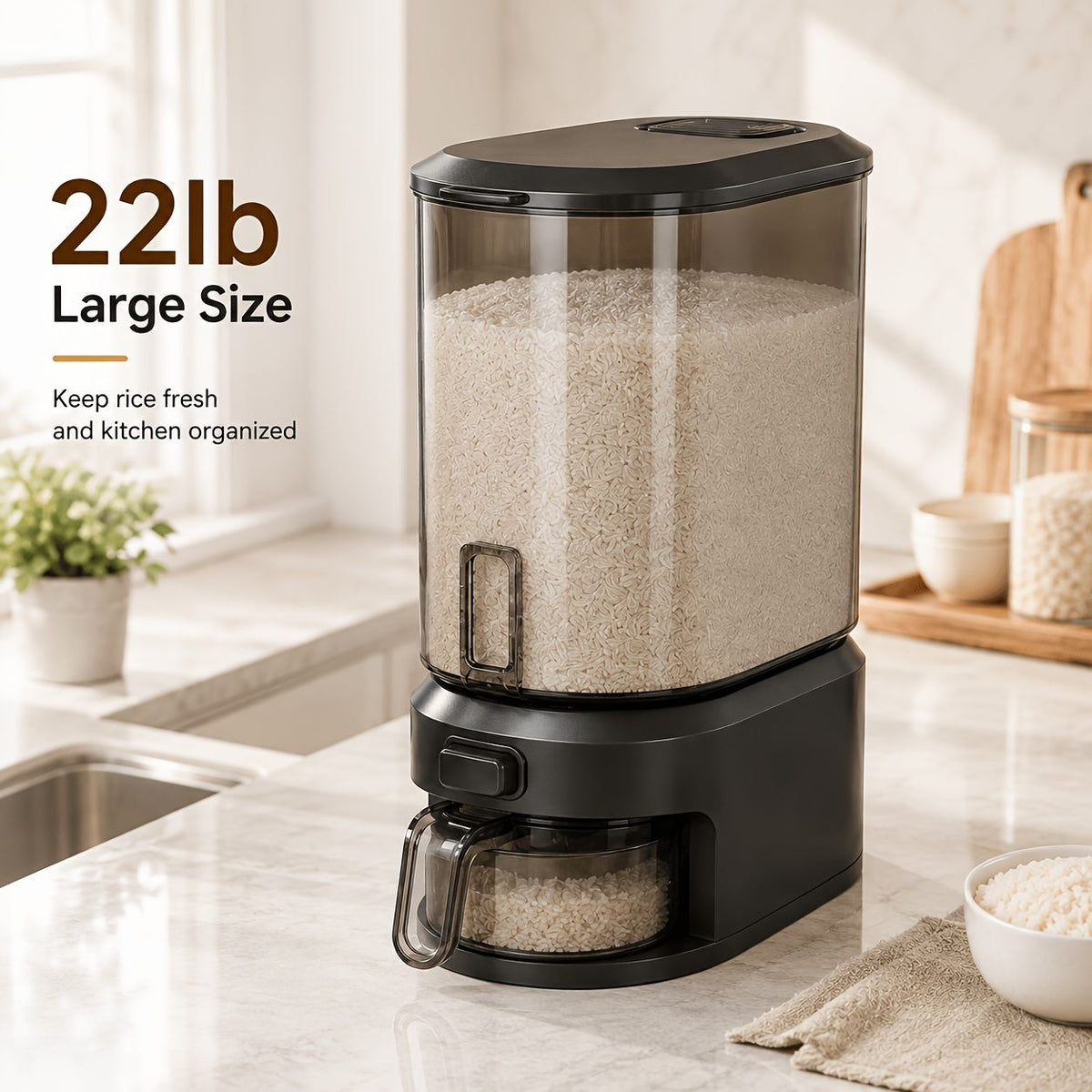 Press-Type Quantitative Rice Dispenser and Storage Box