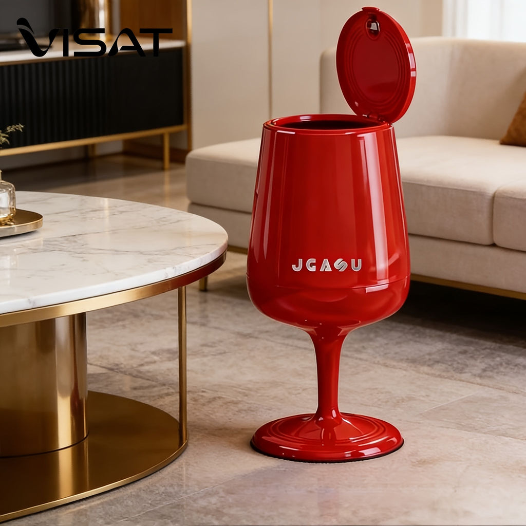 5.3-Gallon Wine Glass Shaped Kitchen Trash Can with Dual Bins