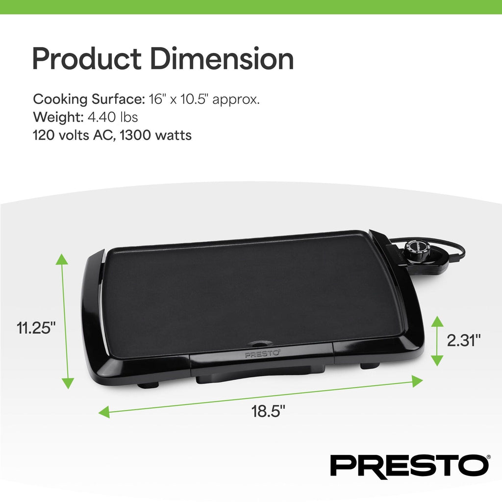 Presto 10.5x16-Inch Ceramic Nonstick Electric Griddle